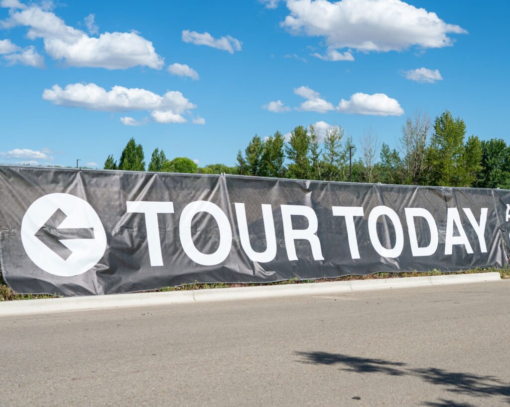 Rogue Graphics examples of Developers custom marketing mesh banners for Boise, Meridian and Nampa.