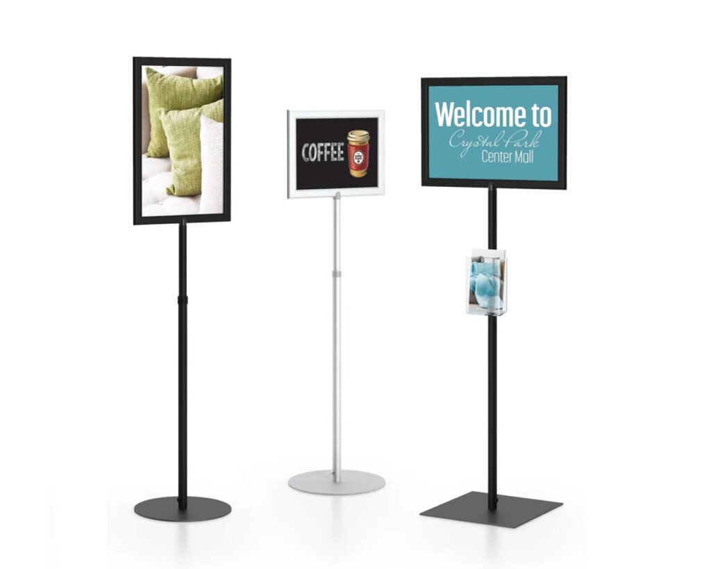 Rogue Graphics examples of Pedestal Sign Stand sign frames for Boise, Meridian and Nampa.