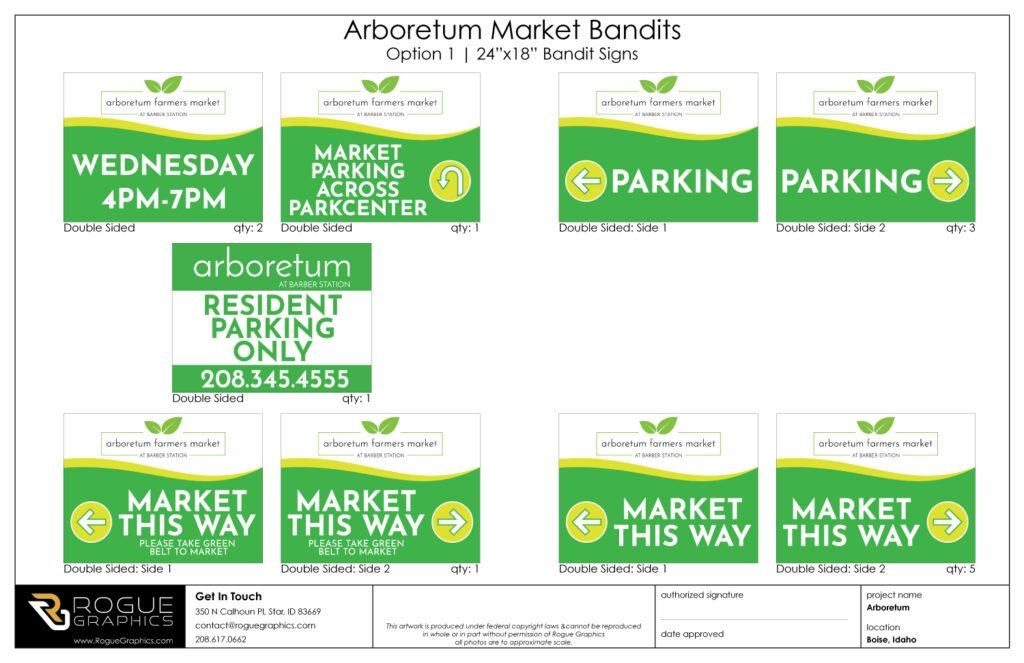 Rogue Graphics examples of custom graphic design proofs for developers Boise, Meridian and Nampa.