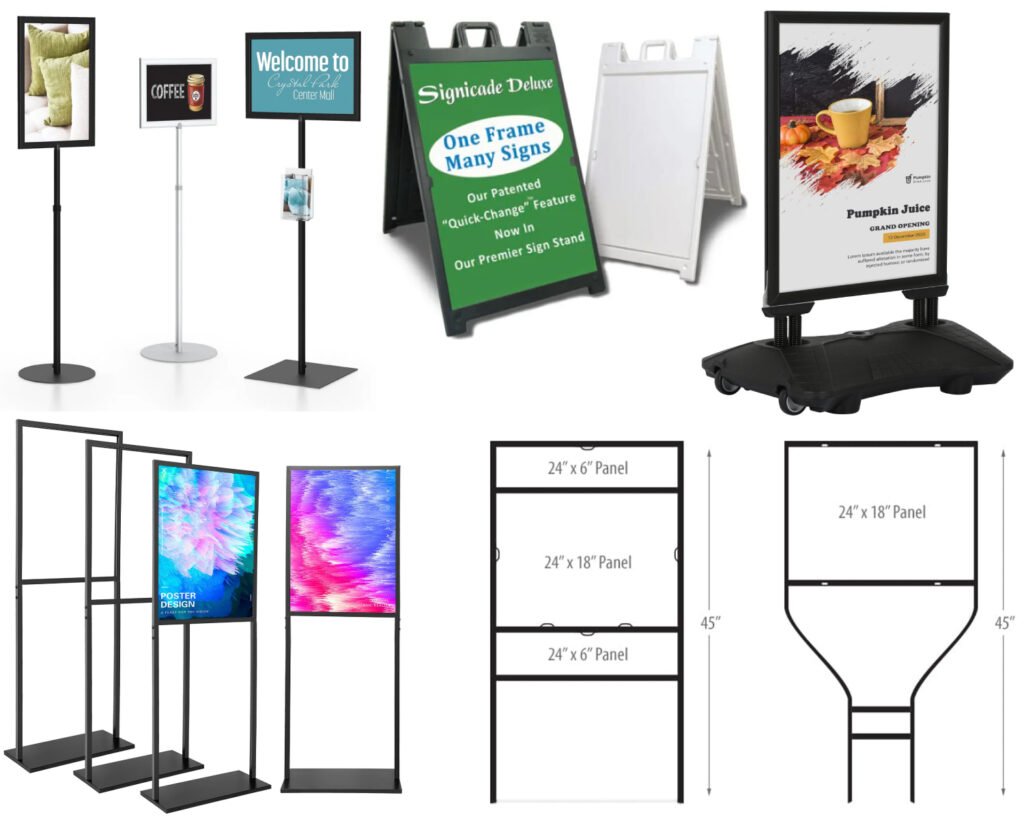 Rogue Graphics examples of sign frames and stands for signs and signage for Boise, Meridian and Nampa.